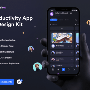 TaskEz: 深色多用途 App iOS UI Kit